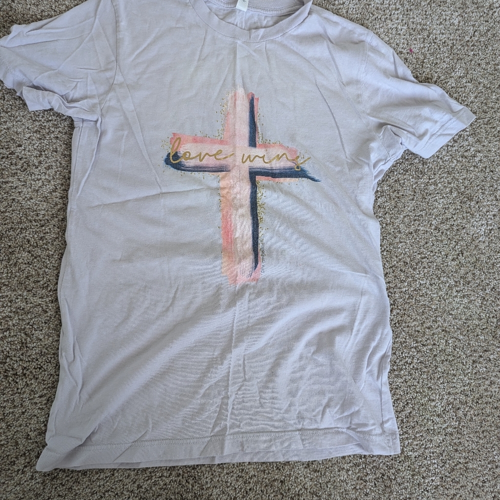 Womens Love Wins Graphic Tee - White